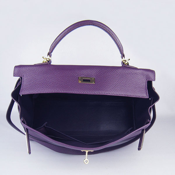 High Quality Hermes Kelly 35cm Togo Leather Bag Purple 6308